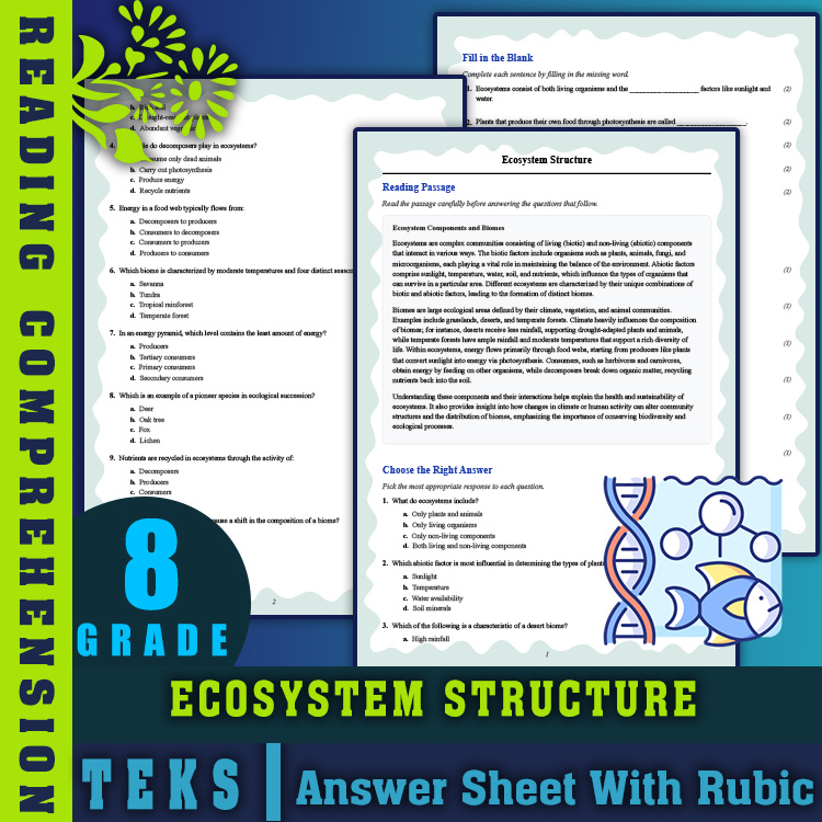 Grade 8 Science reading worksheets worksheet — 8th Grade Science | Ecosystem Structure Reading Worksheet & Answer Key (PDF…