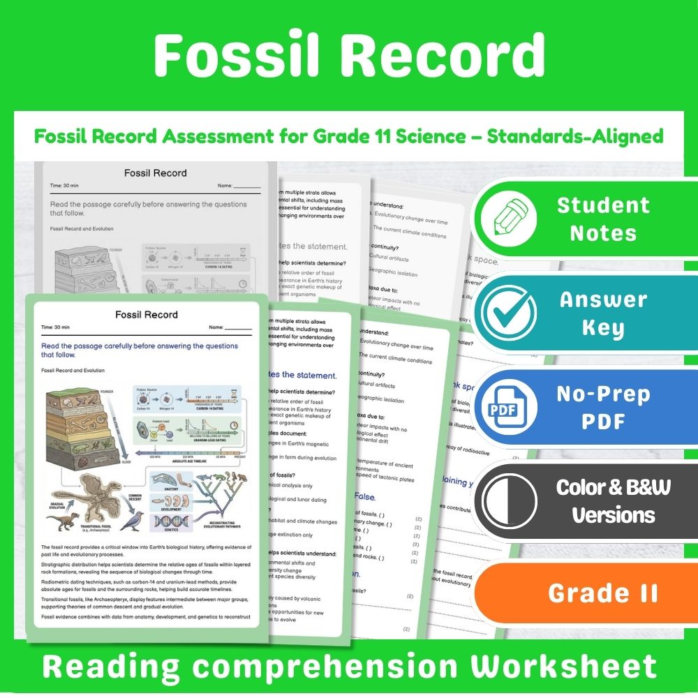 Grade 11 Science Lesson Assessment Bundle | Photosynthesis & Genetics — included worksheet 12