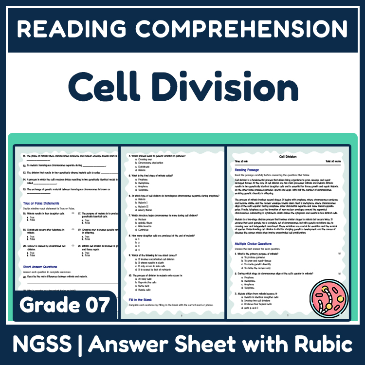 Science reading worksheets worksheet — 7th Grade Science Reading Worksheets | Cell Division NGSS Practice & Answer Key — p…