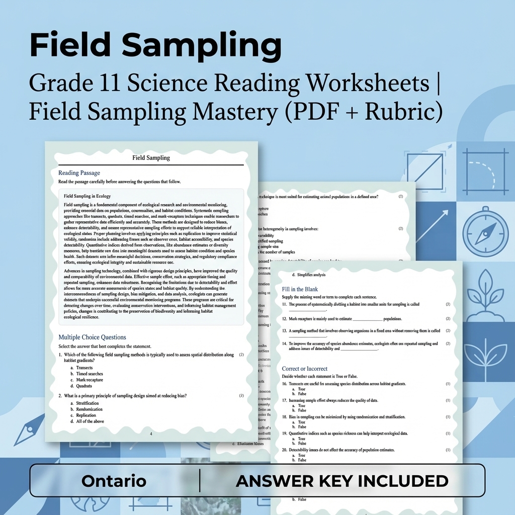 Grade 11 Science Bundle | Waves, Ecology, Physics & More (Answer Keys) — included worksheet 39
