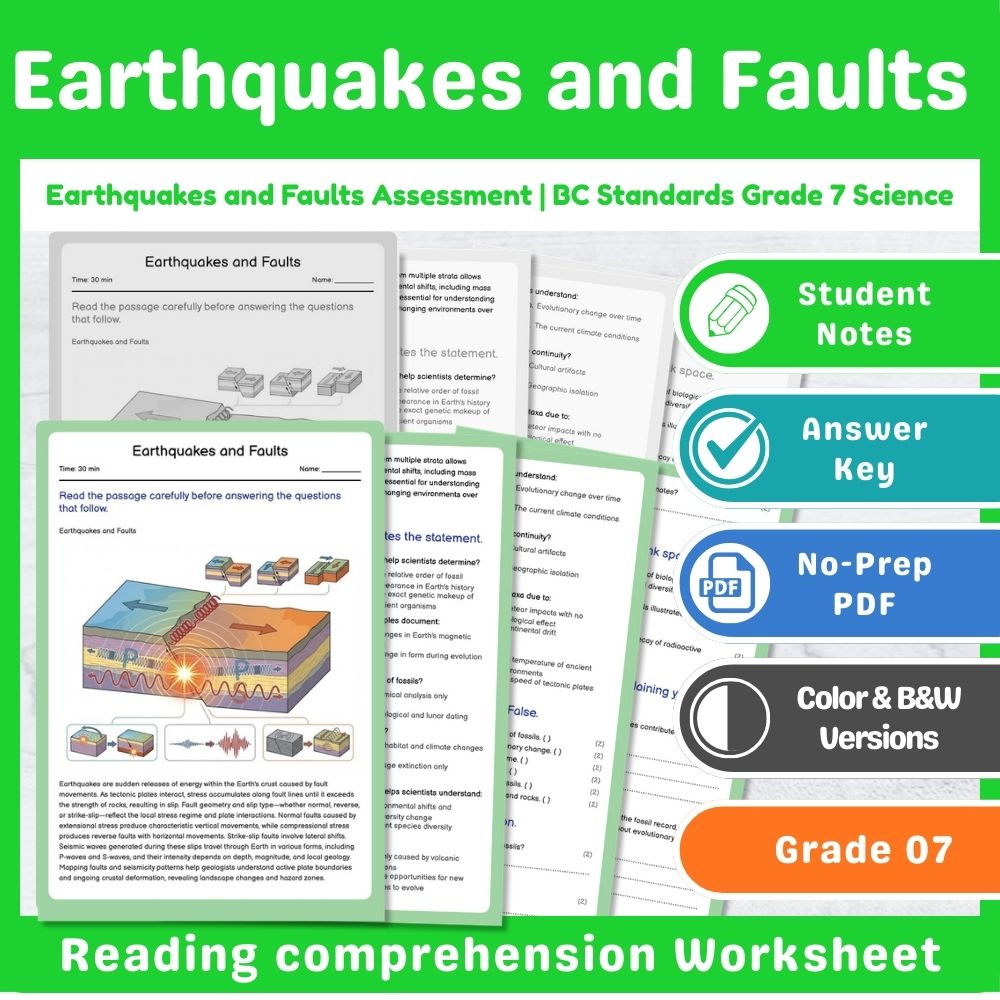 Grade 7 Science Lesson – Earth Processes Assessment & Landforms Bundle — included worksheet 10
