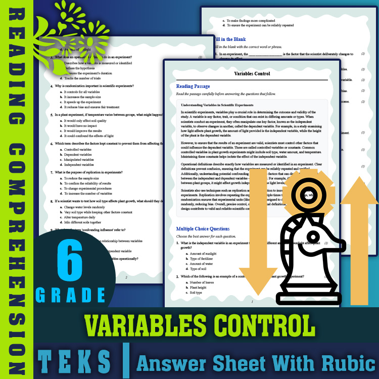 Grade 6 Science reading worksheets worksheet — 6th Grade Science | Variables Control Reading Worksheet & Answer Key (PDF)…