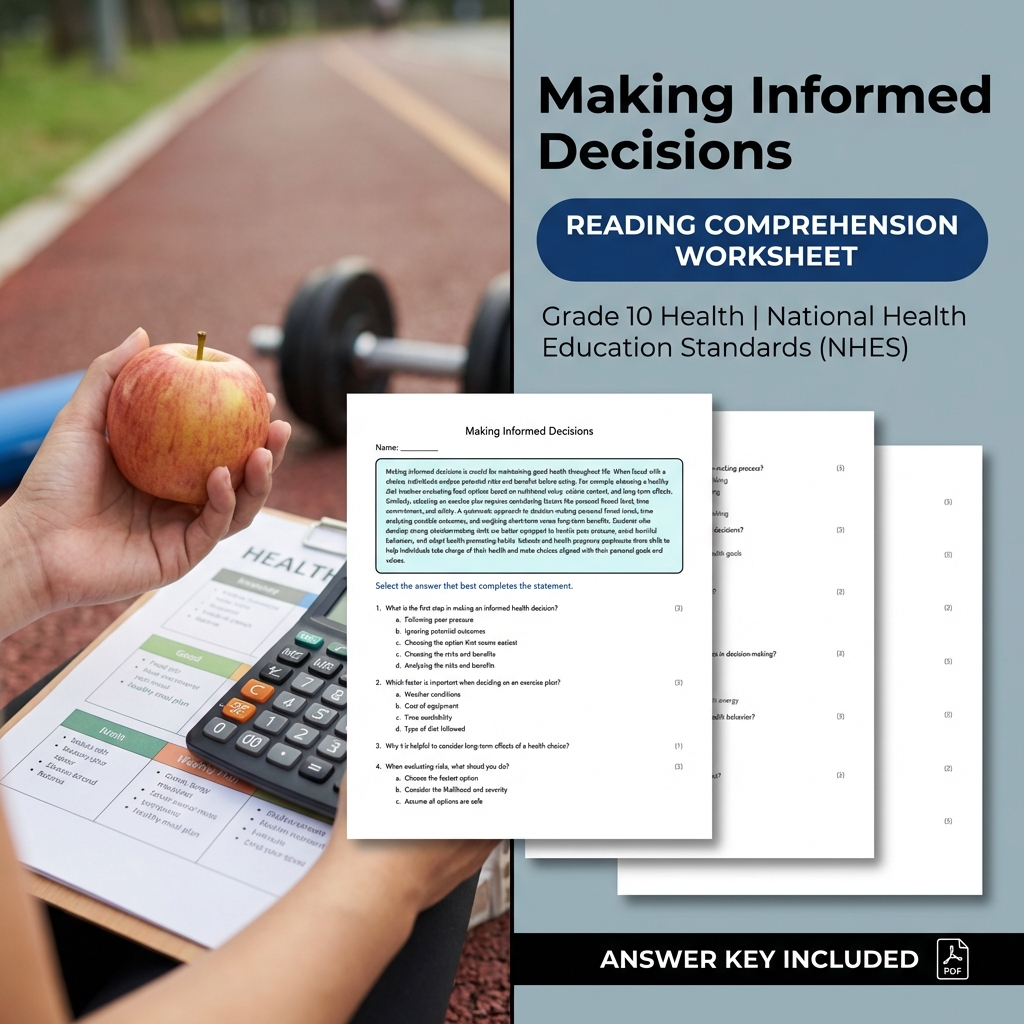 Grade 10 Health | Decision-Making Skills Unit Bundle  — included worksheet 4