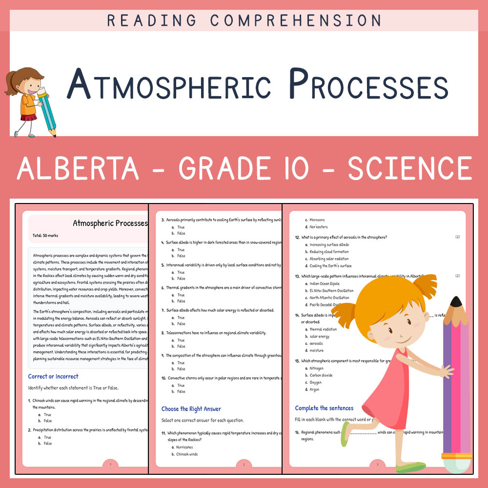 Grade 10 Science worksheet elena worksheet — Grade 10 Science | Atmospheric Processes Worksheet | Alberta Standards — page 1