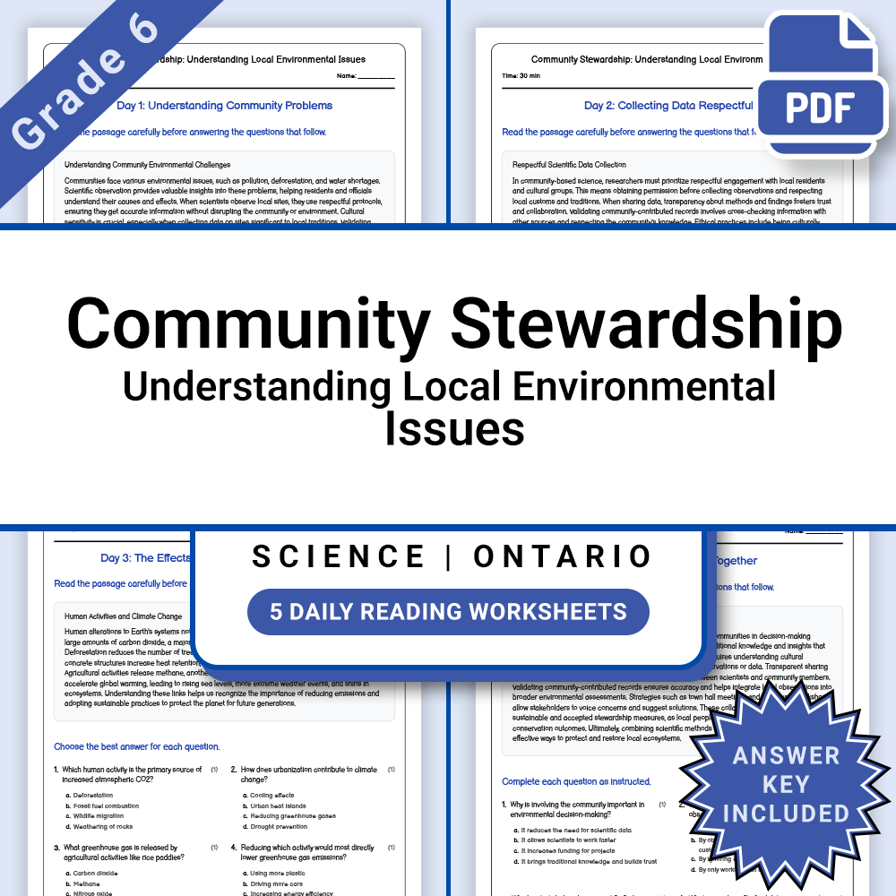 Grade 6 Science STEM Skills and Connections Lesson Bundle with Ontario Framework — included worksheet 6