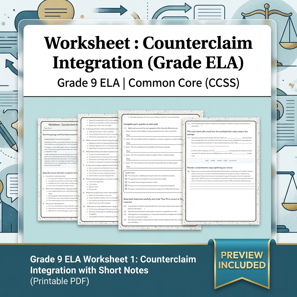 Grade 9 ELA Text Evidence, Argument, and Language Full-Year Bundle CCSS — included worksheet 27