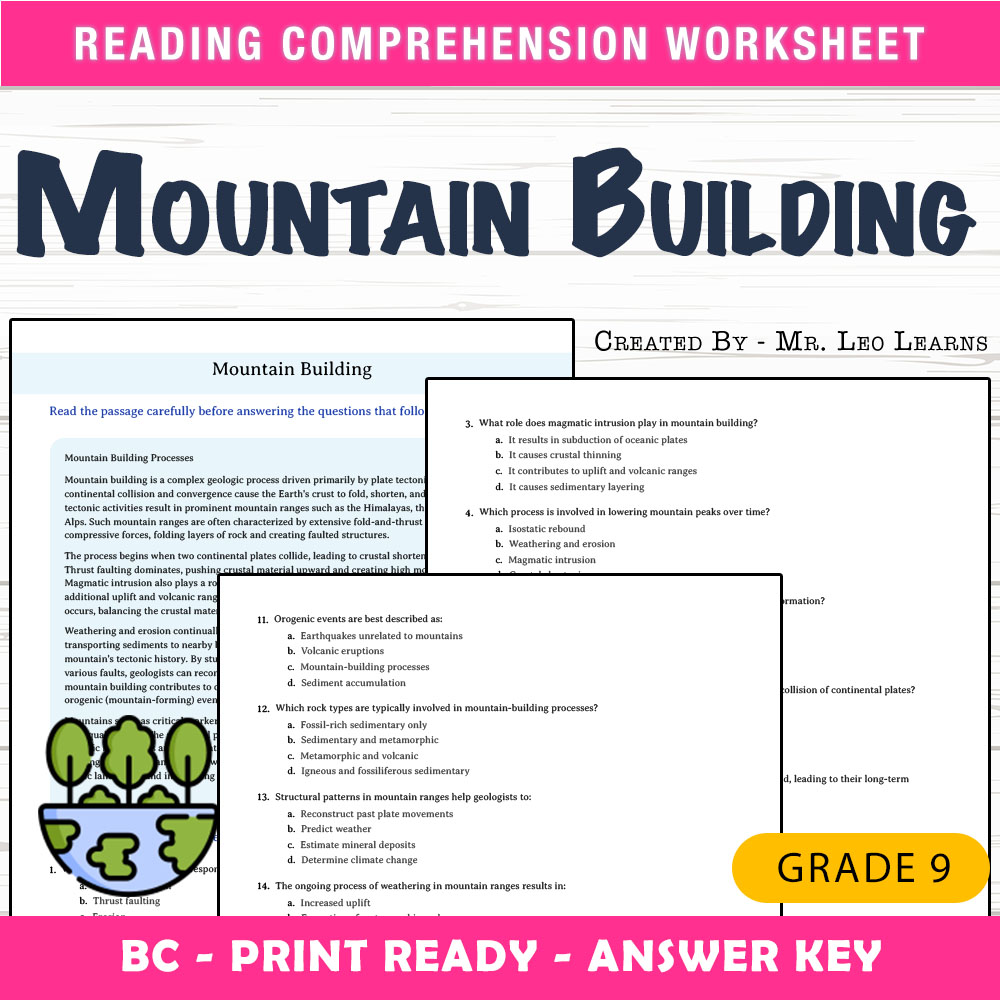 Grade 9 Science worksheet mcq paper worksheet — Grade 9 Science — Worksheet MCQ Paper for Mastering Mountain Building — pa…