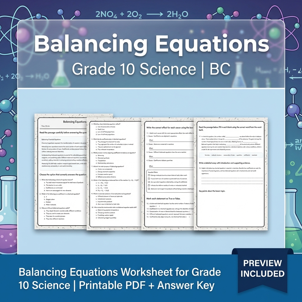 Grade 10 Science Bundle | Physics, Energy & Forces | Full Year Curriculum — included worksheet 38