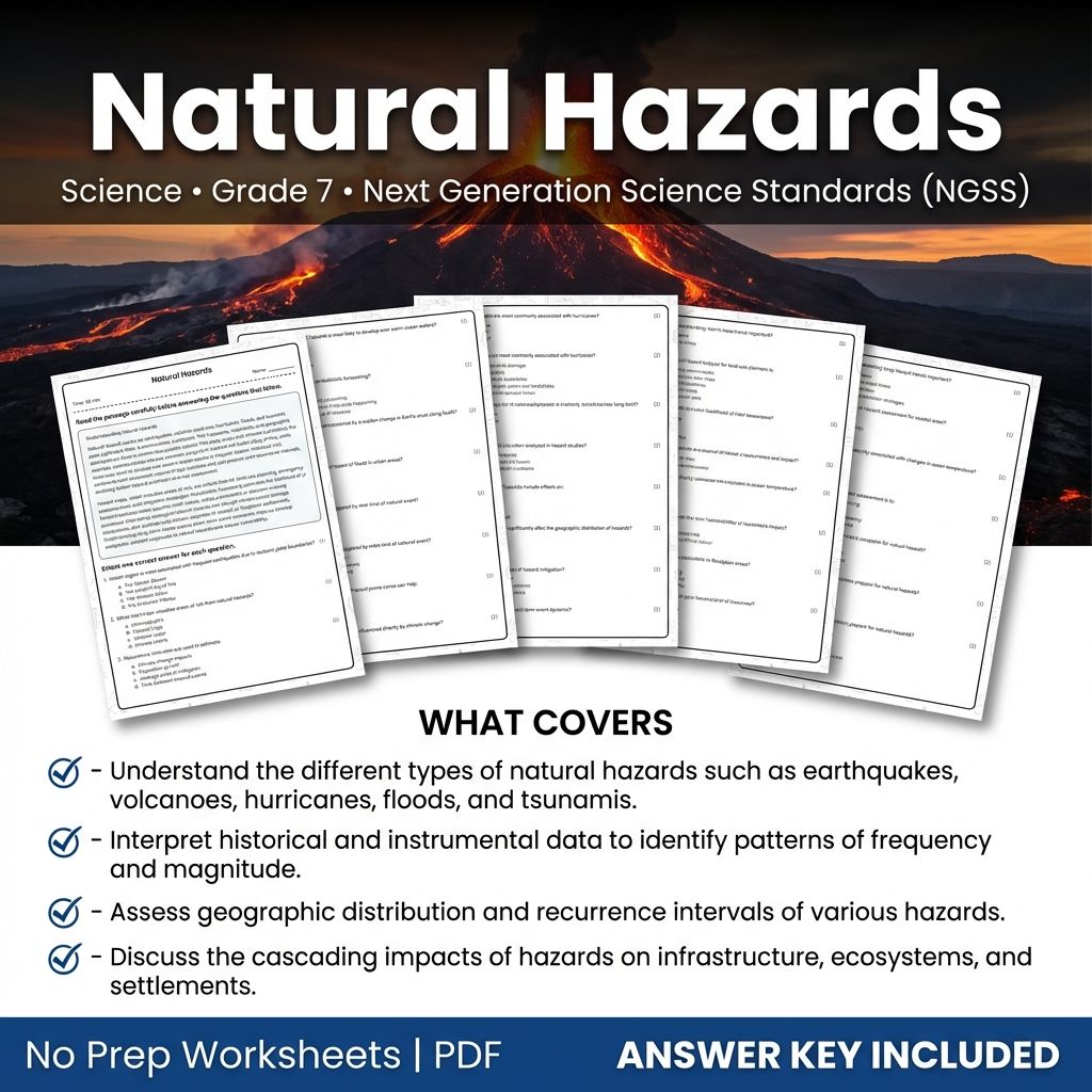 Grade 7 Science worksheet — 7th Grade Science | Natural Hazards Worksheet & Answer Key (Printable PDF)