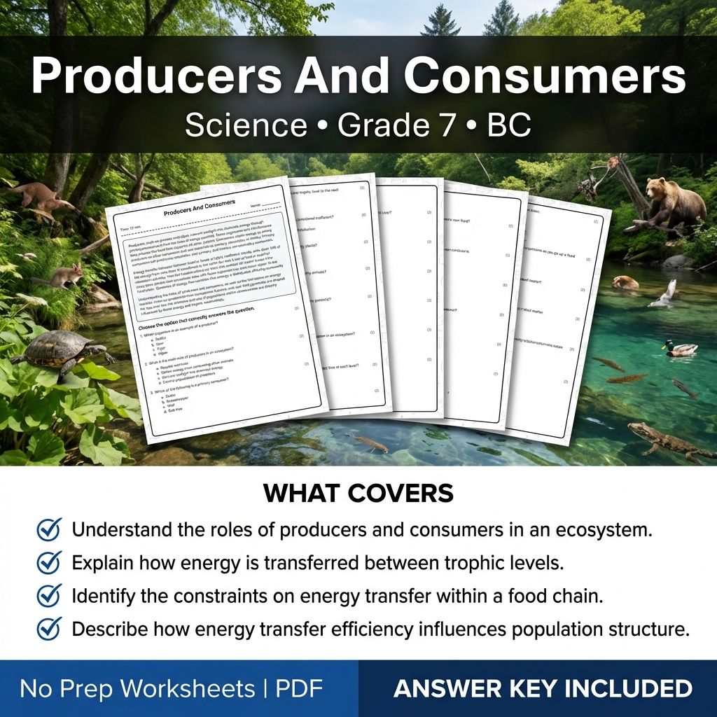 7th Grade Science | Producers and Consumers Worksheet (PDF + Answer Key)