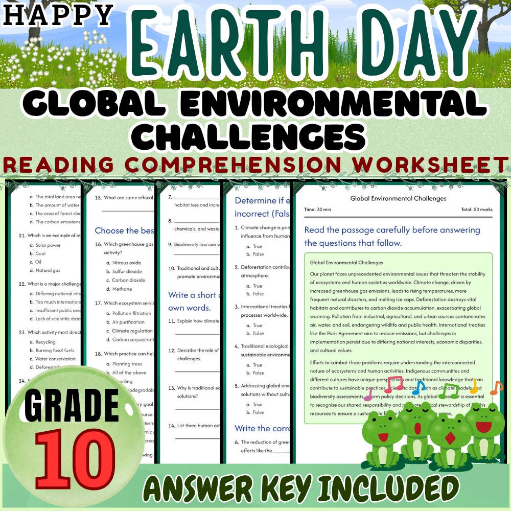 Grade 10 Science | Seasonal Environmental Challenges & Earth Day Unit Bundle — included worksheet 4