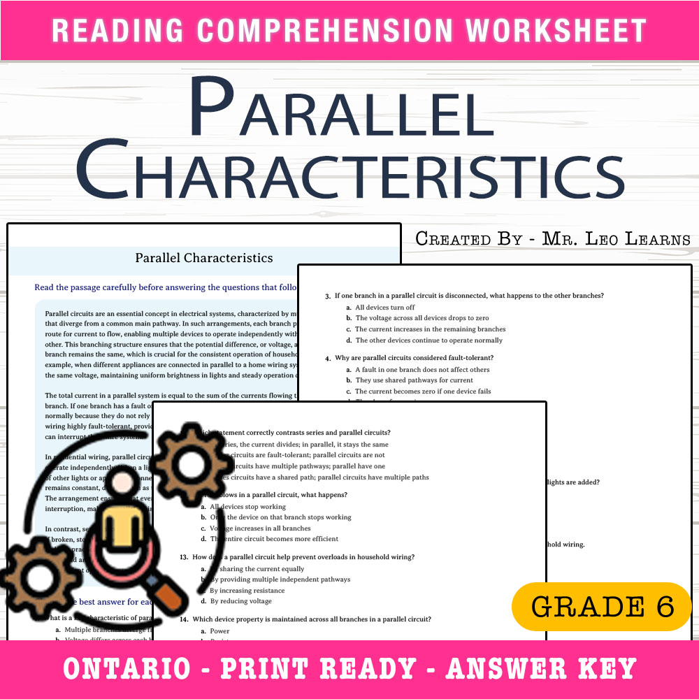 Grade 6 Science worksheet worksheet — Grade 6 Science — Parallel Characteristics Worksheet for Practice — page 1