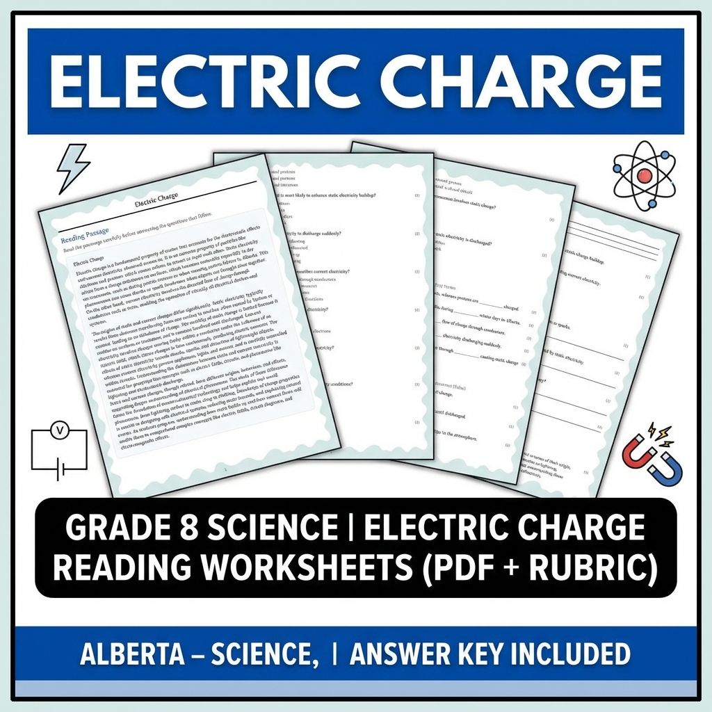 Grade 8 Science | Electric Charge Reading Worksheets (PDF + Rubric)