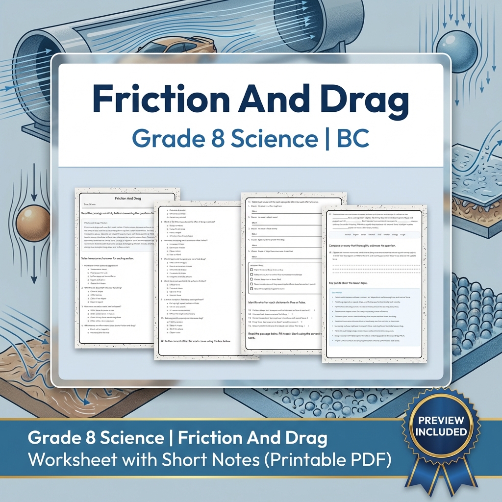 Grade 8 Science Lesson Bundle | BC Framework & Key Concepts Worksheet Pack — included worksheet 9