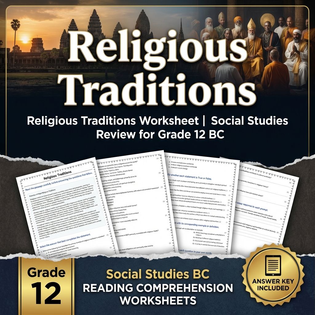 Religious Traditions Worksheet | Social Studies Review for Grade 12 BC