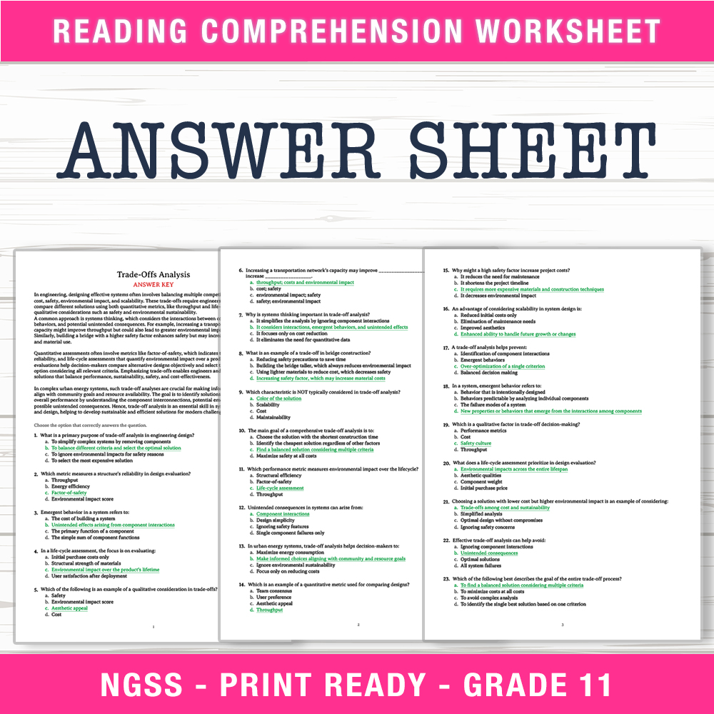 Grade 11 Science worksheet worksheet — Grade 11 Science – Trade-Offs Analysis Worksheet (PDF + Answer Key) — page 2