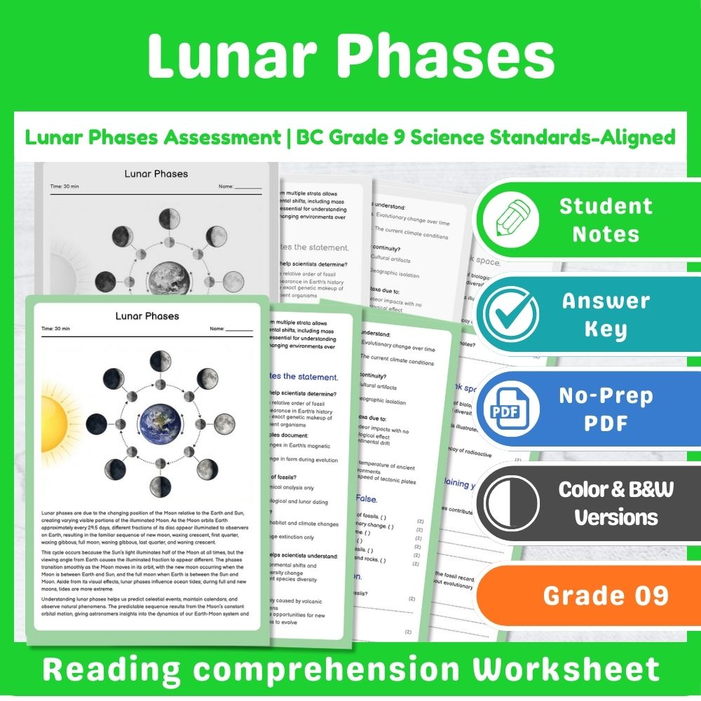 Grade 9 Science Mini Bundle – Earth & Space Assessment & Activities — included worksheet 13