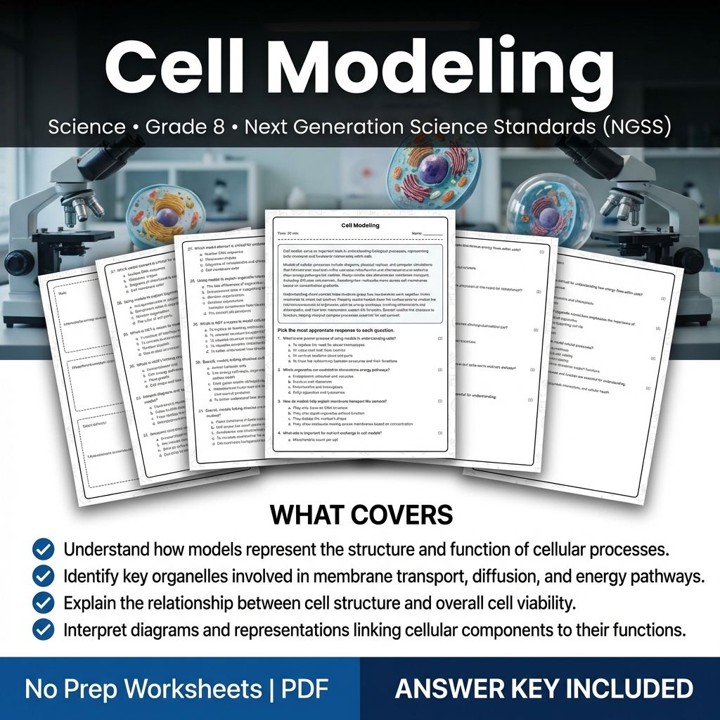 Grade 8 Science worksheet — Grade 8 Science | Cell Modeling Worksheet & Answer Key (Printable PDF)