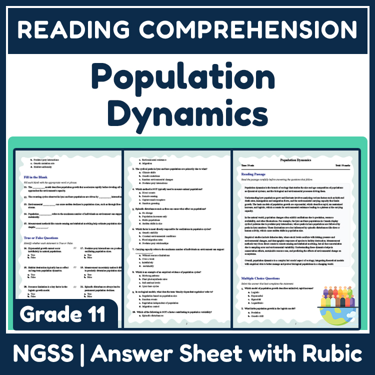Grade 11 Science reading worksheets worksheet — 11th Grade Science | Population Dynamics Reading Worksheet & Answer Key (P…
