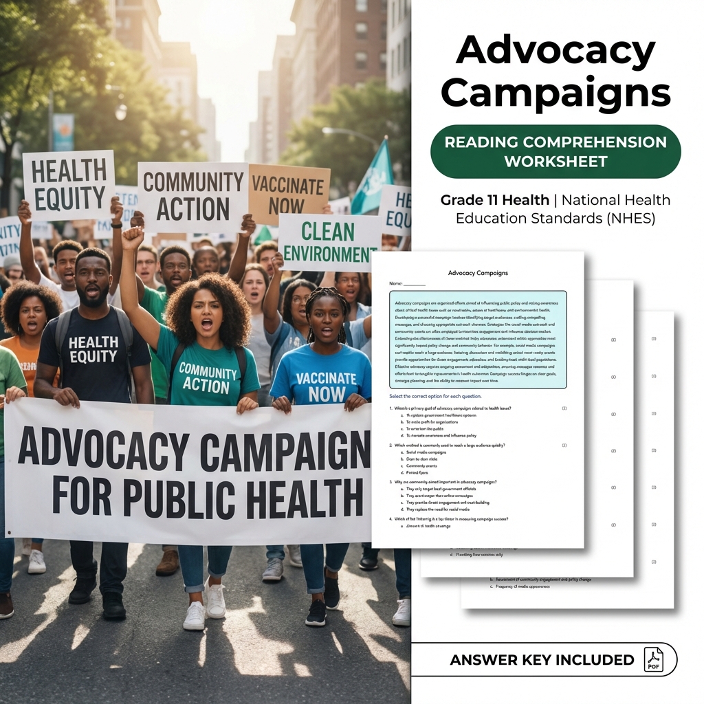 Grade 11 Health | Advocacy for Health Unit Bundle – NHES Standards Aligned — included worksheet 5