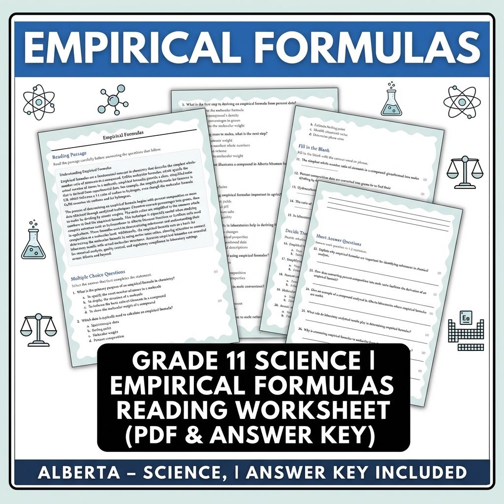 Grade 11 Science | Empirical Formulas Reading Worksheet (PDF & Answer Key)