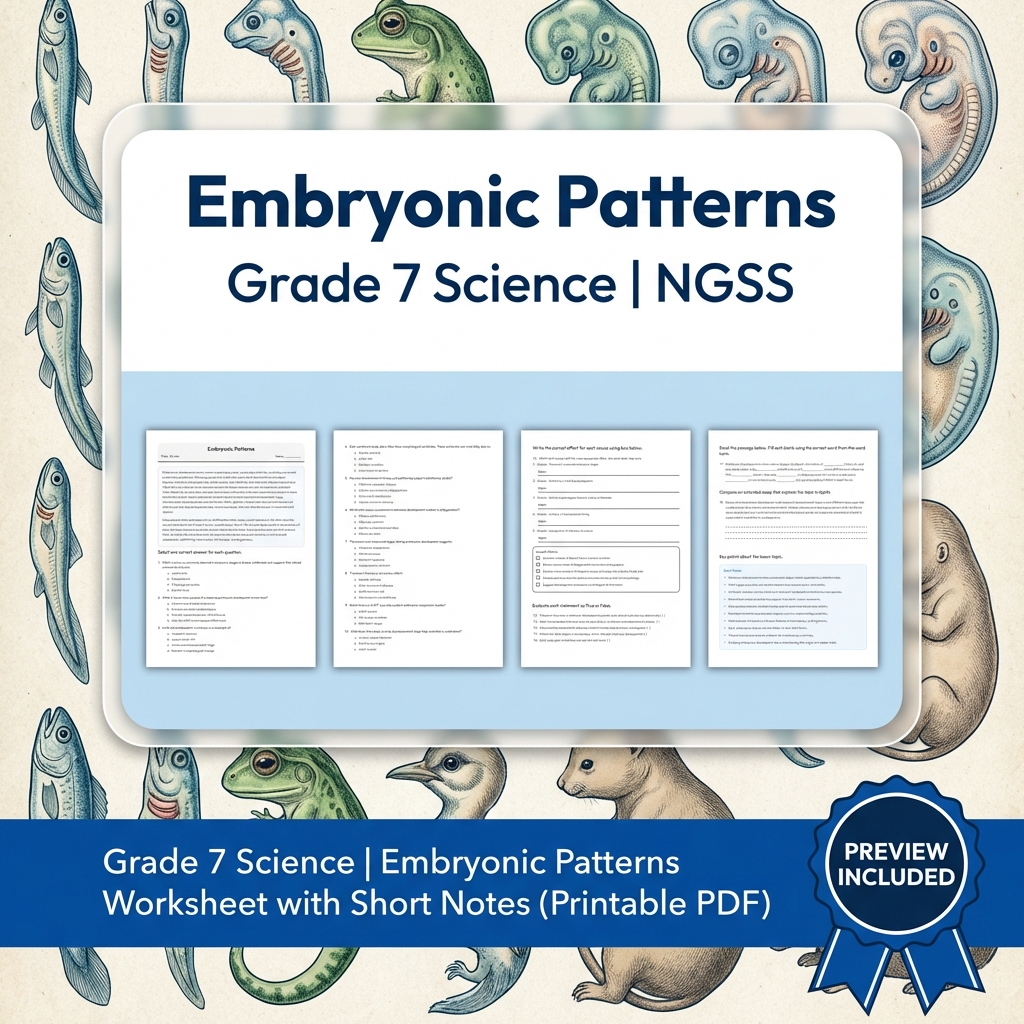Grade 7 Science | Biological Evolution Bundle – Unity & Diversity (NGSS Aligned) — included worksheet 5