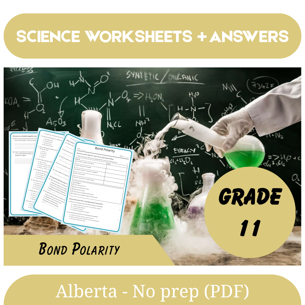 Grade 11 Science – Bond Polarity Worksheet (PDF) – Alberta Standards