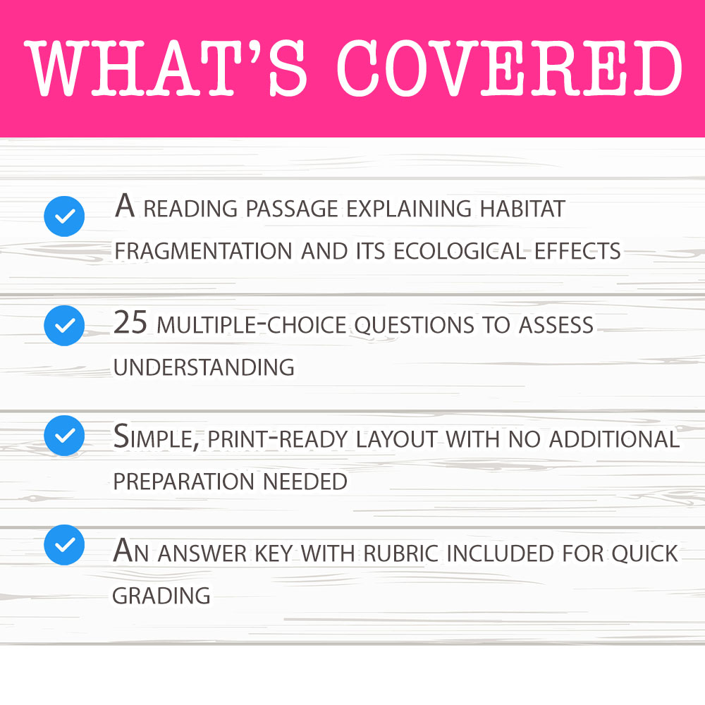 Grade 7 Science worksheet mcq paper worksheet — Grade 7 Science — Habitat Fragmentation Worksheet for Mastery — page 2