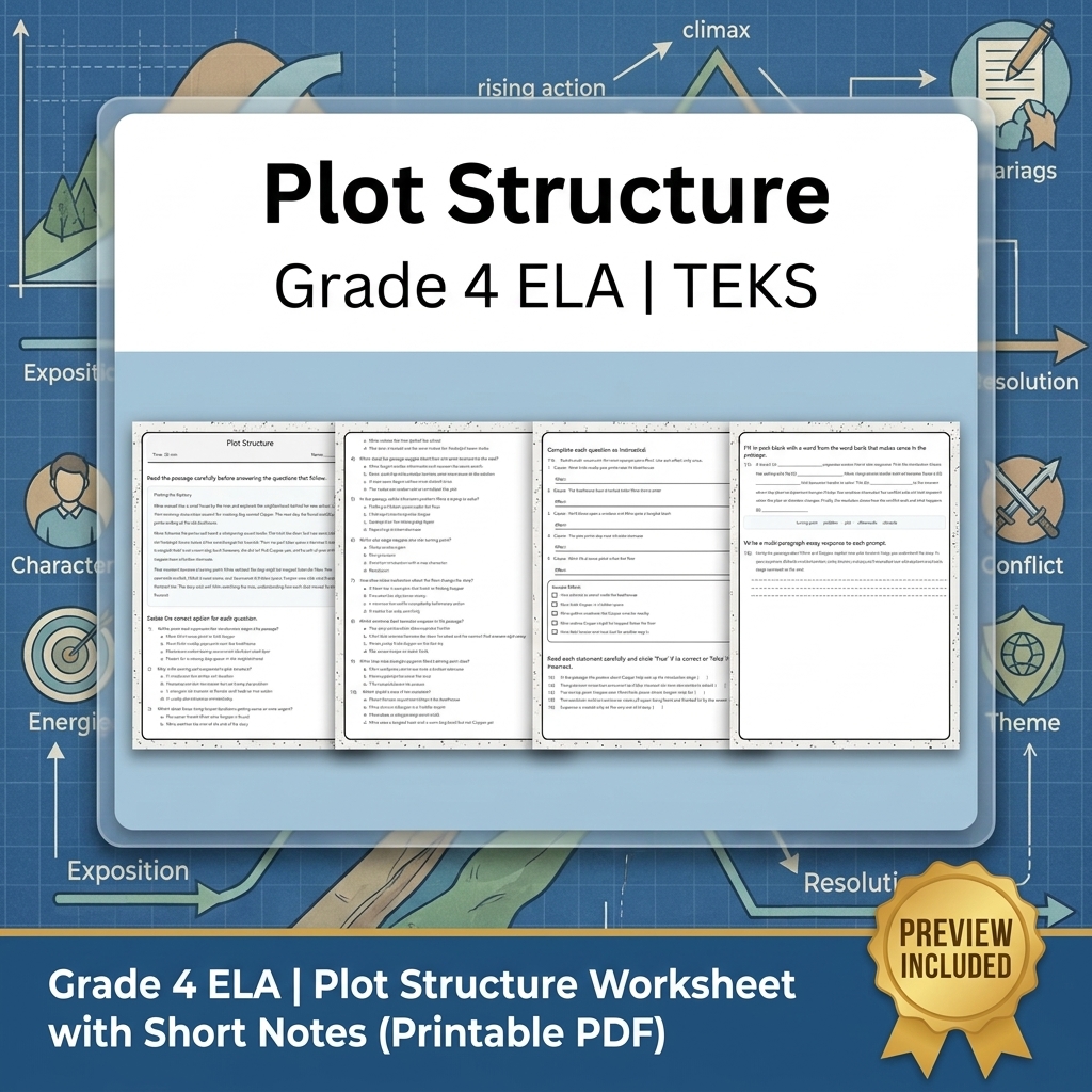Grade 4 Literary Analysis and Character Development ELA Lesson Bundle - TEKS — included worksheet 5