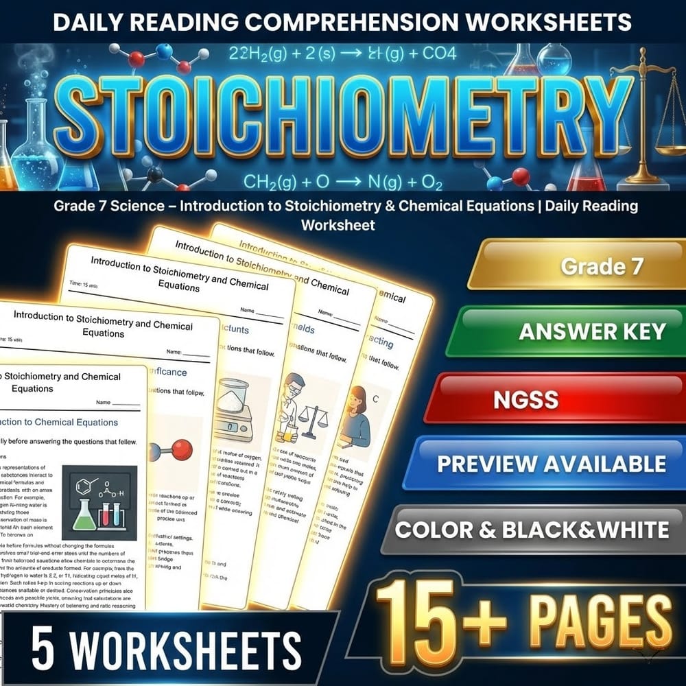Materials and Chemical Reactions Grade 7 Science Worksheets Bundle | NGSS — included worksheet 6