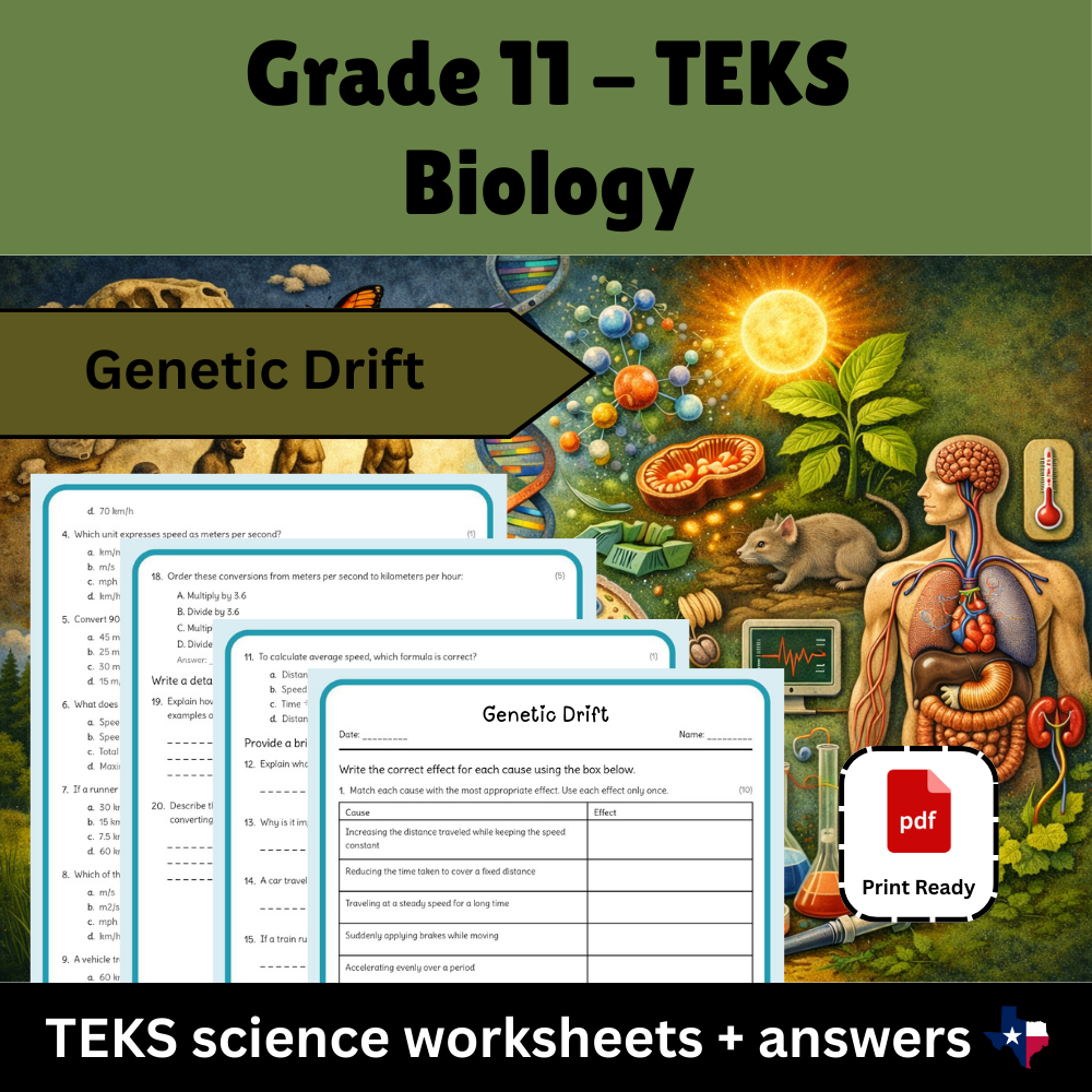Grade 11 Science | Evolution, Cells & Genetics TEKS Bundle (Worksheet Pack) — included worksheet 40