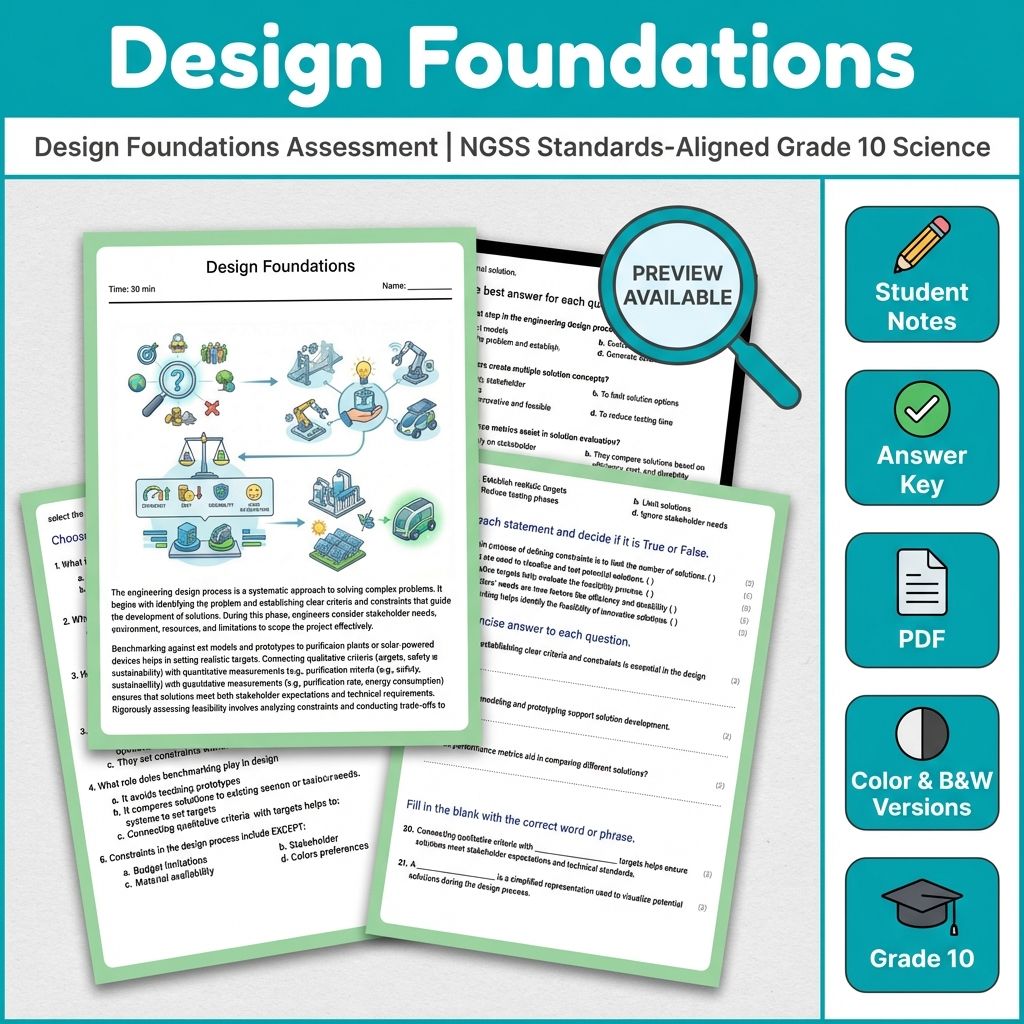Design Foundations Assessment | NGSS Standards-Aligned Grade 10 Science