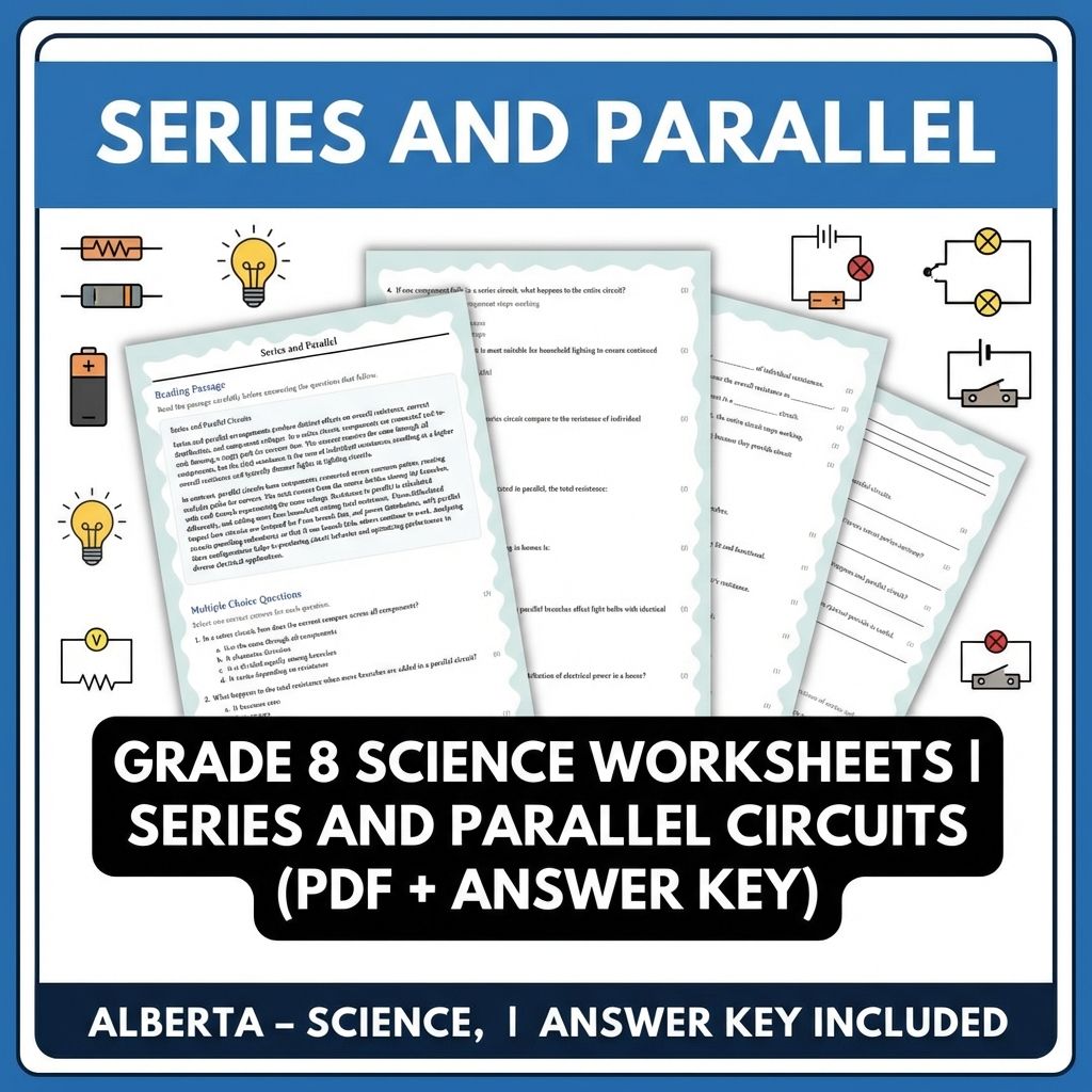 Grade 8 Science reading worksheets — Grade 8 Science Worksheets | Series and Parallel Circuits (PDF + Answer Key)