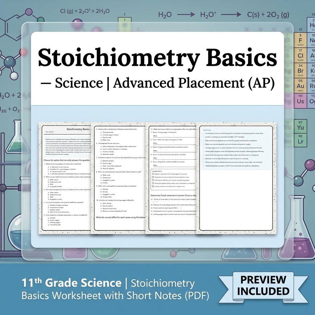 Grade 11 Science Worksheet Bundle Advanced Concepts & Scientific Reasoning (PDF) — included worksheet 32