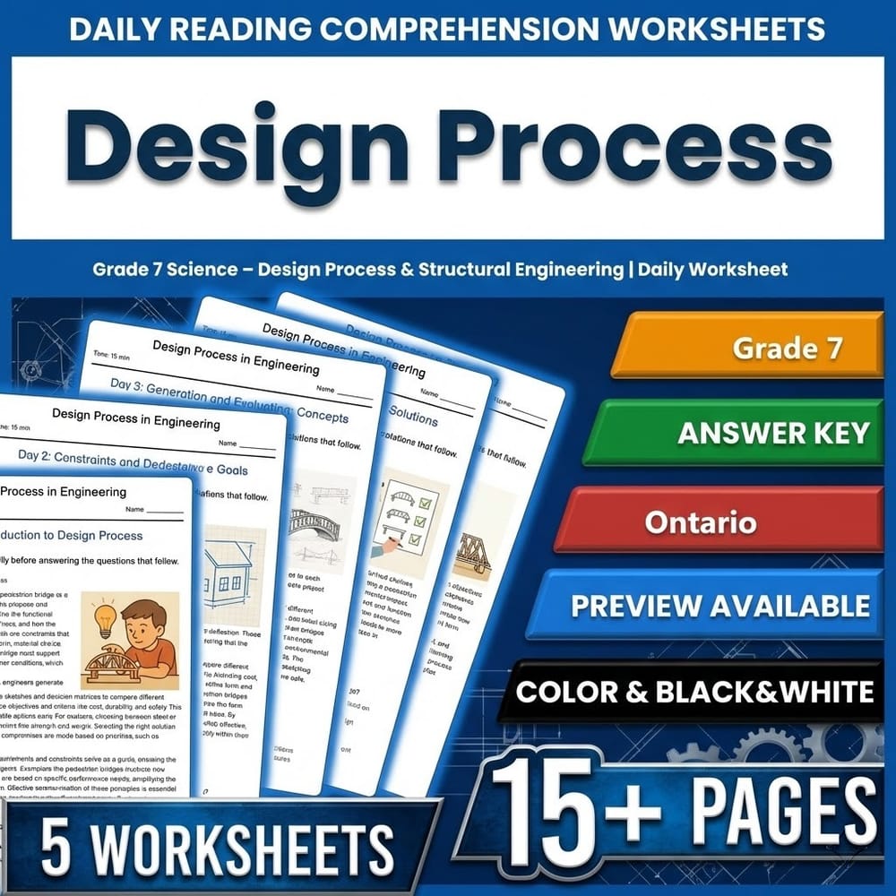 Structural Engineering Grade 7 Science Daily Reading Worksheets Bundle | Ontario — included worksheet 8