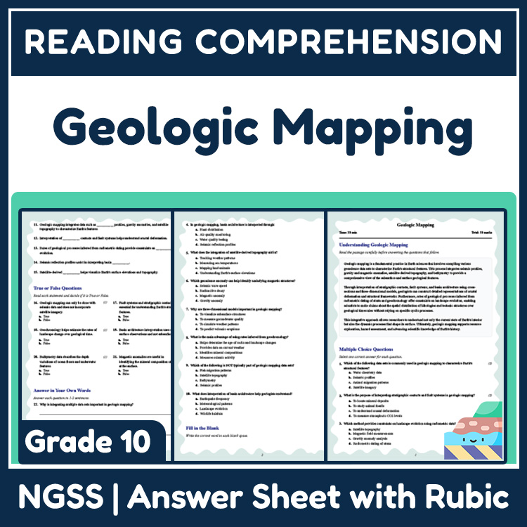 Grade 10 Science reading worksheets worksheet — Grade 10 Science | Geologic Mapping Reading Worksheets (PDF + Rubric) — pa…