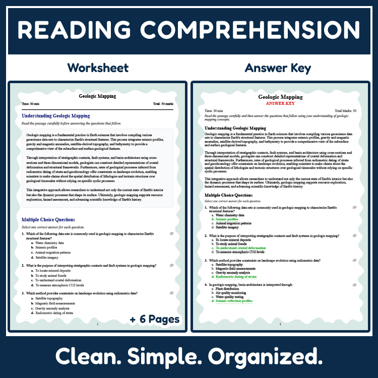 Grade 10 Science reading worksheets worksheet — Grade 10 Science | Geologic Mapping Reading Worksheets (PDF + Rubric) — pa…