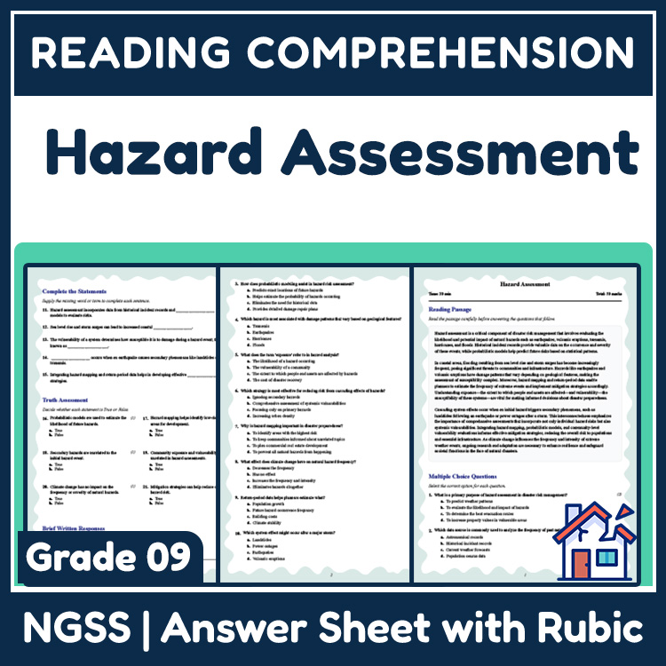 Grade 9 Science reading worksheets worksheet — Grade 9 Science | Hazard Assessment Reading Worksheet (PDF & Answer Key) —…