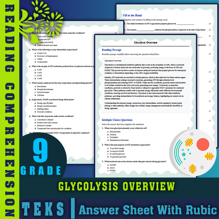 Grade 9 Science reading worksheets worksheet — 9th Grade Science | Glycolysis Overview Reading Worksheet (PDF + Rubric) —…