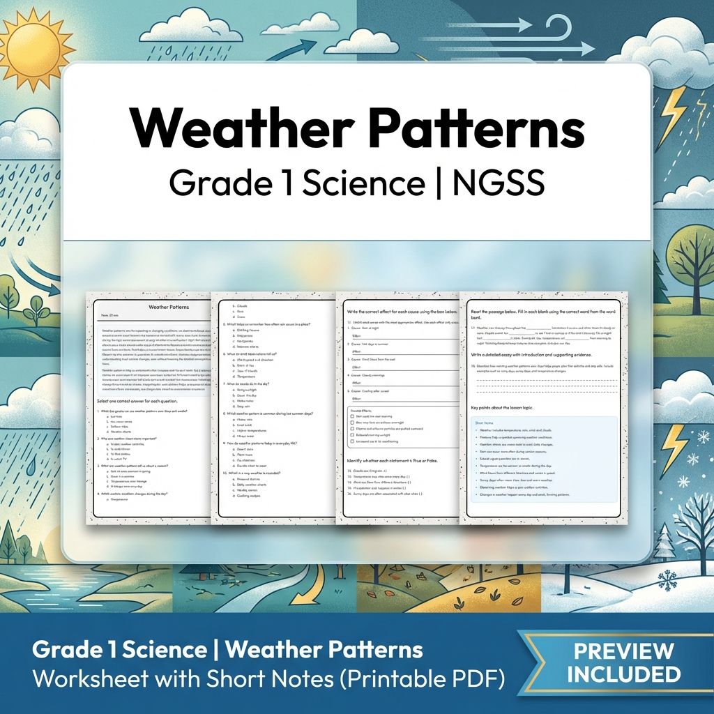 Grade 1 Science | Earth's Systems Unit Bundle (NGSS-Aligned Worksheets) — included worksheet 1