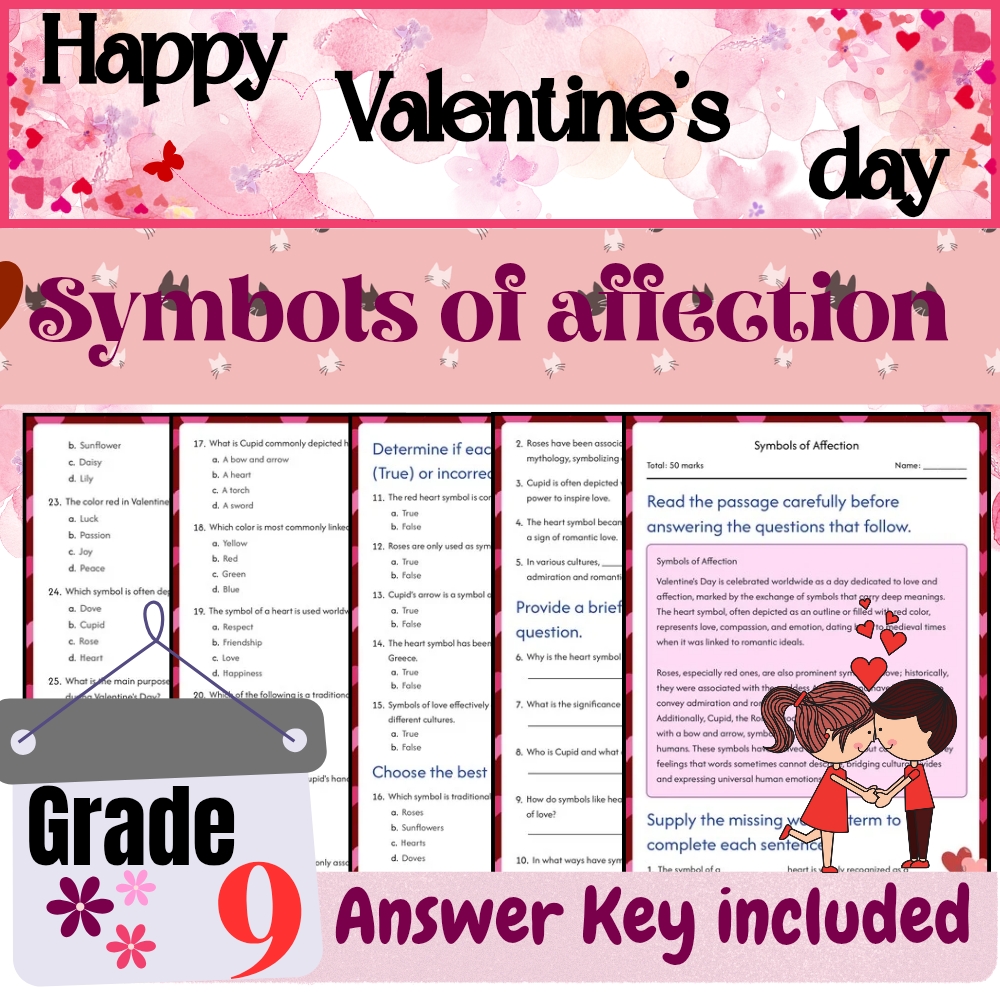 Grade 9Seasonal Valentine’s Day Worksheets|Cultural, Ethical, Modern Love Bundle — included worksheet 4