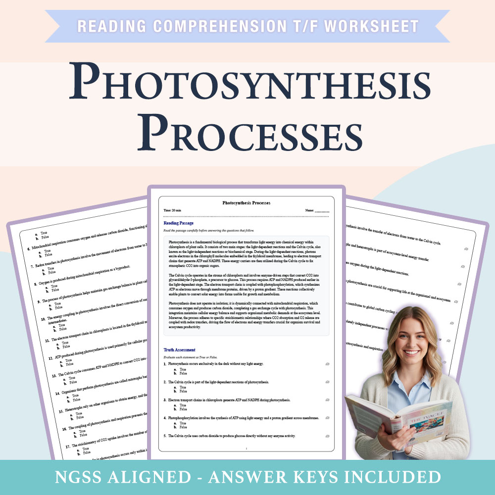 Grade 11 Science reading comprehensions true or false worksheet worksheet — Grade 11 Science | Photosynthesis Processes Wo…