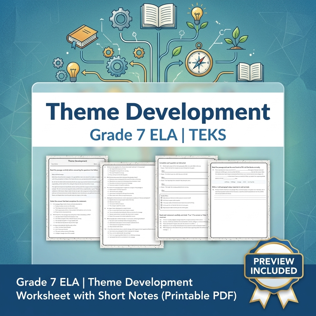 Grade 7 Evidence-Based Research Writing ELA full-year bundle TEKS — included worksheet 25