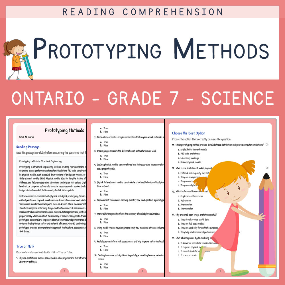 Grade 7 Science worksheet worksheet — Grade 7 Science | Prototyping Methods Worksheet & Answer Key - Ontario Standard — pa…
