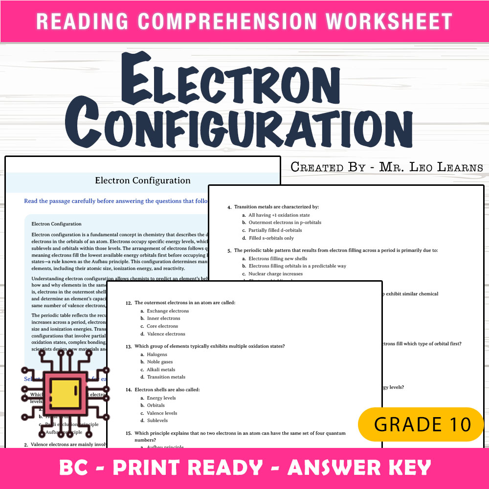 Grade 10 Science worksheet mcq paper worksheet — Grade 10 Science — Worksheet MCQ Paper for Mastering Electron Configurati…