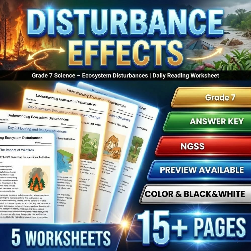 Ecosystems Grade 7 Science Daily Reading Worksheets Bundle | NGSS — included worksheet 2
