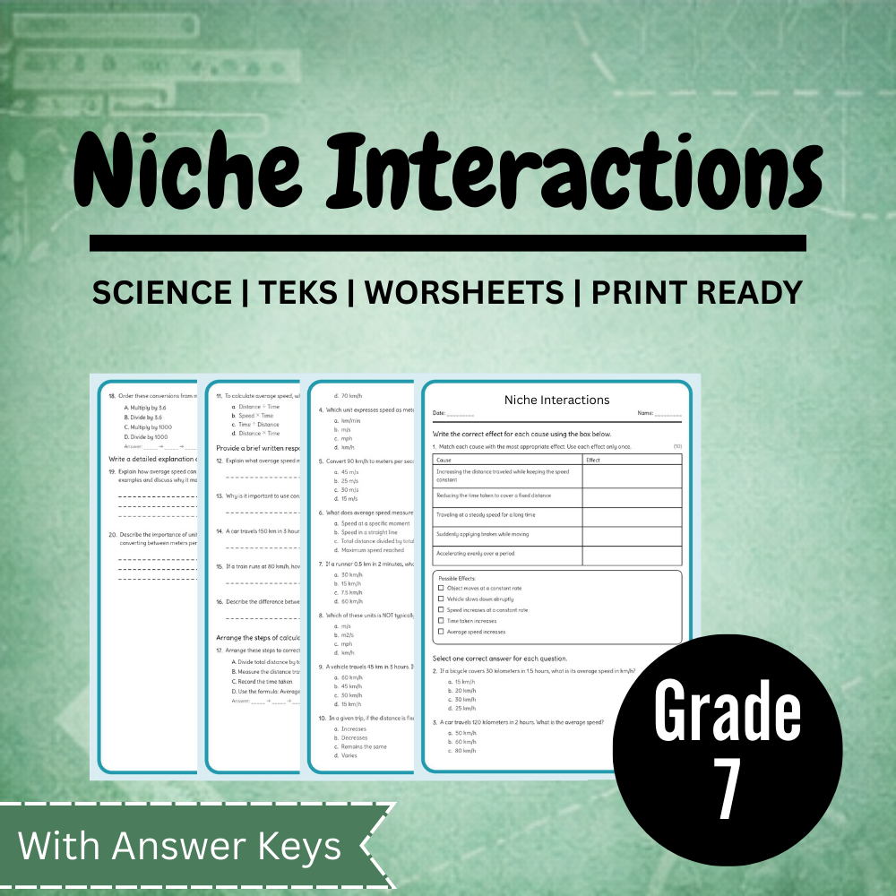 Grade 7 Science Worksheet Bundle – Ecosystems, Atomic Structure & Forces (TEKS Aligned) — included worksheet 39