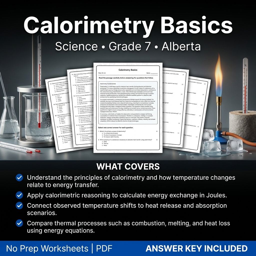 Grade 7 Science Worksheet on Calorimetry - Printable PDF with Answer Key