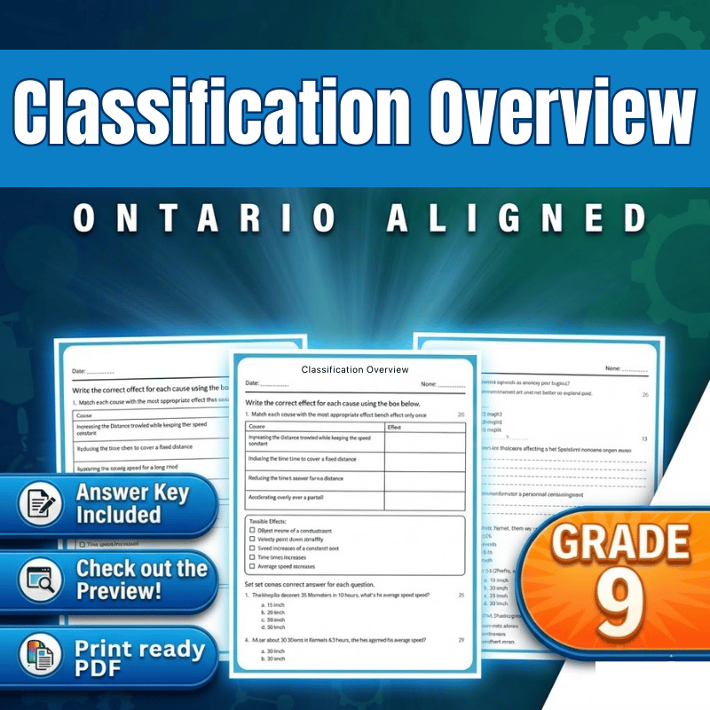 Grade 9 Science | Classification Overview Worksheet (PDF) – Ontario Standards