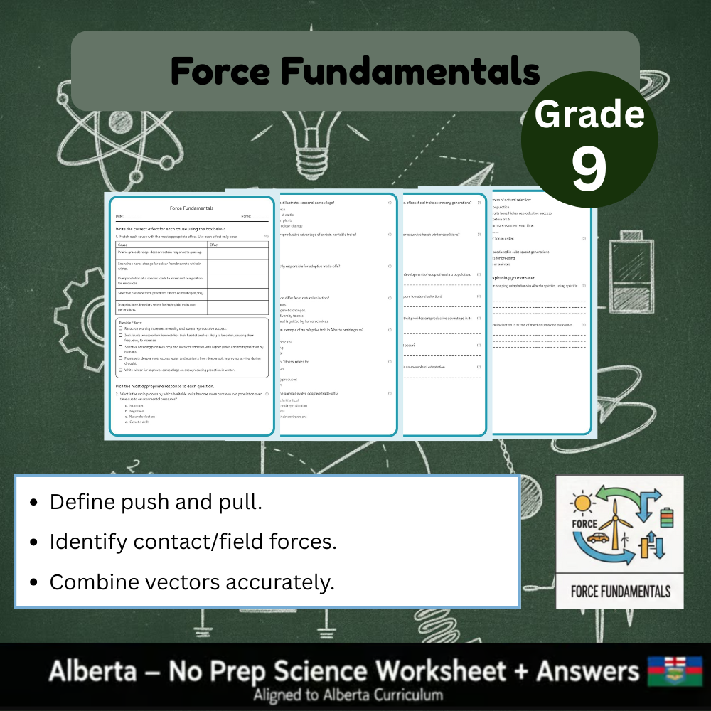 Grade 9 Science Worksheet Bundle | Genetics, Chemistry & Physics Concepts — included worksheet 41
